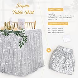 Glitter 14ft Silver Table Skirt for Rectangle Table