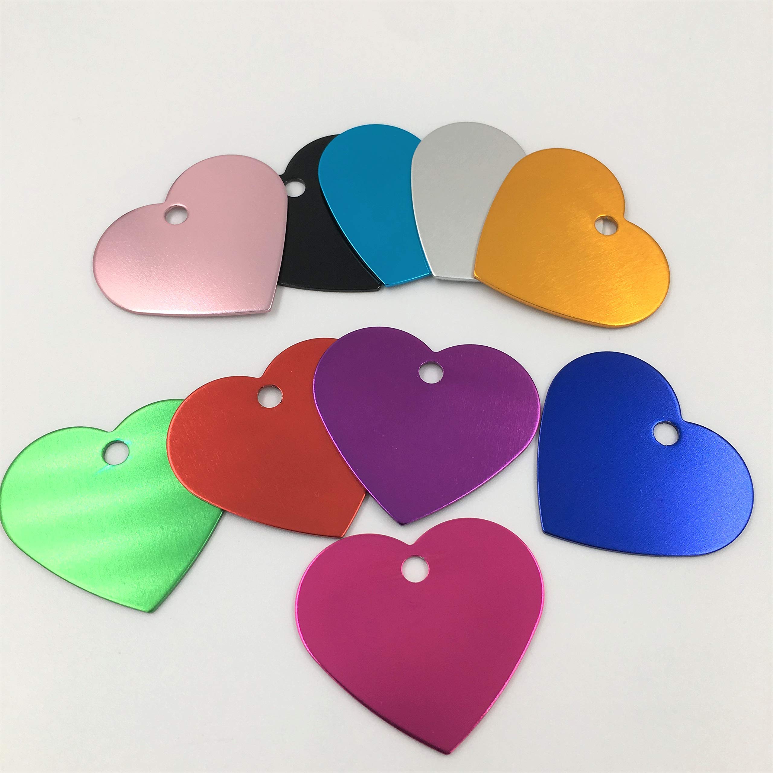 Colorful Heart Shape Anodized Aluminum Stamping Blanks Discs for Craft Tags (Pack of 10) (Color Mix)