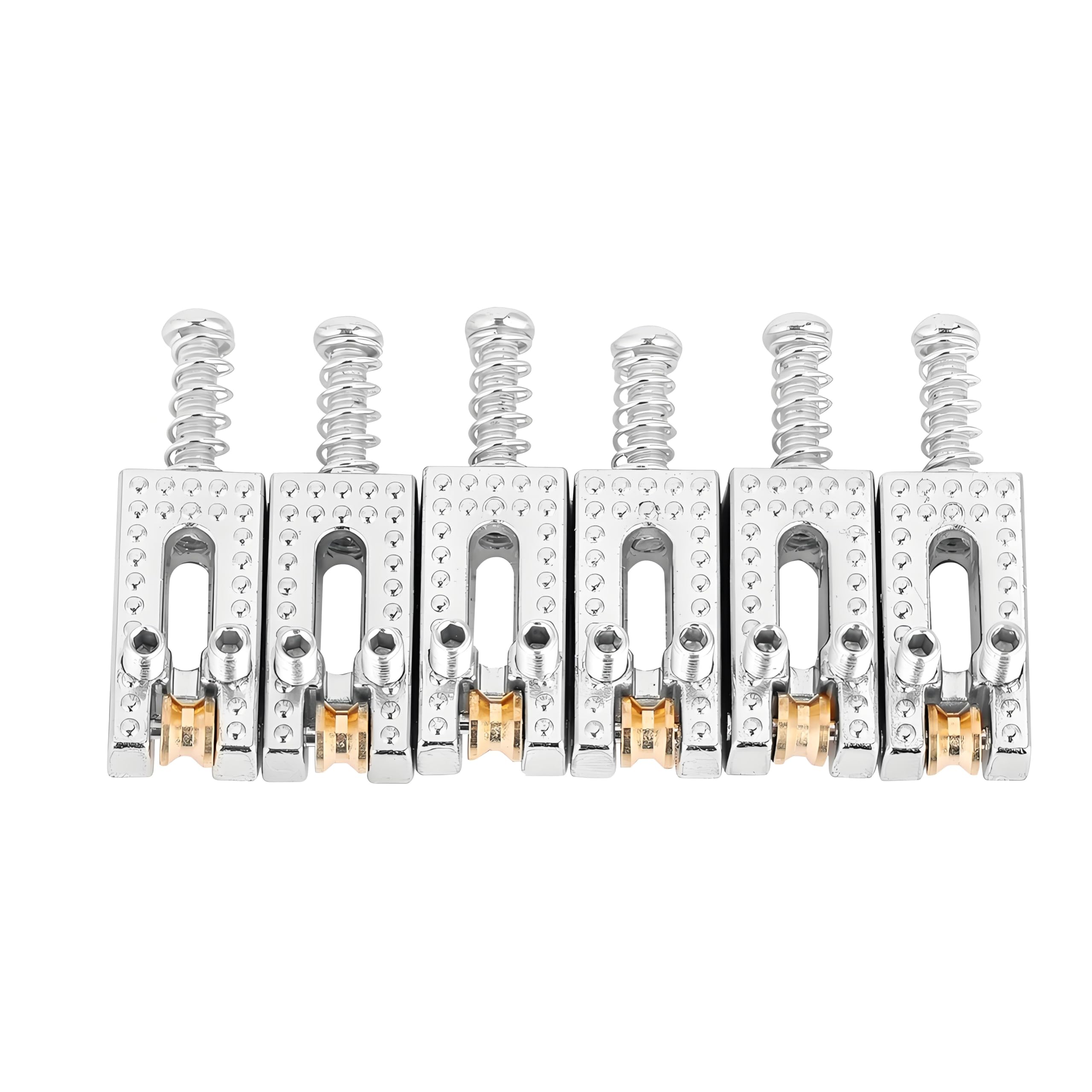 Dilwe Saddle for Electric Guitar, 6 Roller Bridge Saddles for Strat Tele Electric Guitar 4 colors(Silver)