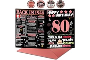 80th Birthday Card with Envelope,80th Birthday Decorations for Women,Birthday Gifts for Grandma,Happy Birthday Cards For 80 Y