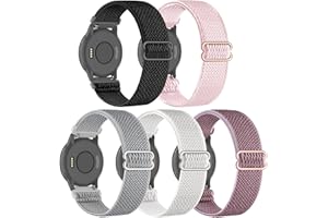 KOLLODY 5 Pack Stretchy Nylon Watch Bands Compatible with Garmin Venu 2S/Vivoactive 4S/Venu 3S/Vivomove 3S,18mm Loop Elastic Fabric Adjustable Straps for Garmin Forerunner 265S/255S/255S Music Women Men