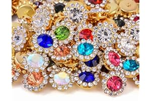 UYTRDVG 120 Pcs 12mm Sunflower Sew on Rhinestones Crystal Glass Gems, Metal Claw Rhinestones Jewels for Crafts, Glitter Gemstones for Clothes Shoes Cap Earring Belt Sewing Accessories(00 Mixed Color)