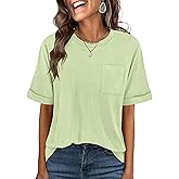 ANRABESS Women Oversized T Shirts Short Sleeve Summer Casual Loose Top Basic Tee with Pocket