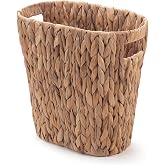 Bathroom Trash Can, Handwoven Wicker Trash Can with Handles for Bedroom, Living Roon, Kitchen, Bathroom and Office, Water Hya