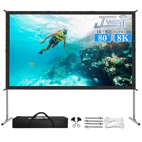 Projector Screen and Stand, 80 inch Outdoor Movie Screen-Upgraded 3 ...