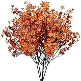 Mandy's Orange Artificial Baby’s Breath European Flowers 6 Bundles Silk Gypsophila with Bendable Stems for Fall Valentine's Day and Easter Centerpiece Wedding Decor and Table Arrangements