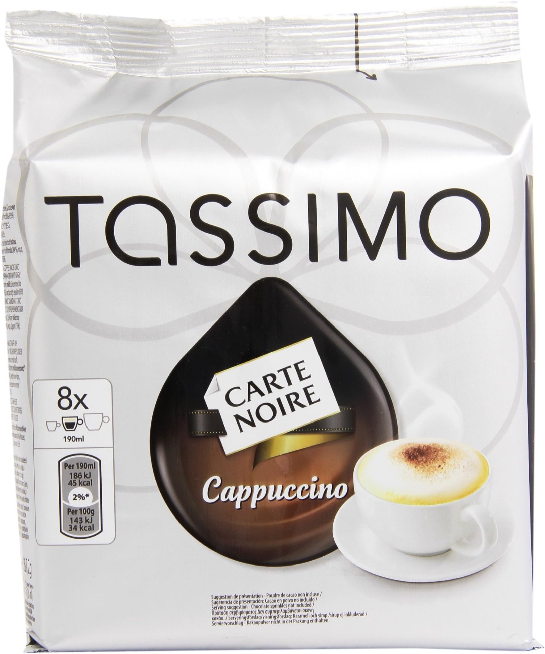 TASSIMO Carte Noire Cappuccino 16 discs, 8 servings (Pack of 5, Total 80 discs, 40 servings)