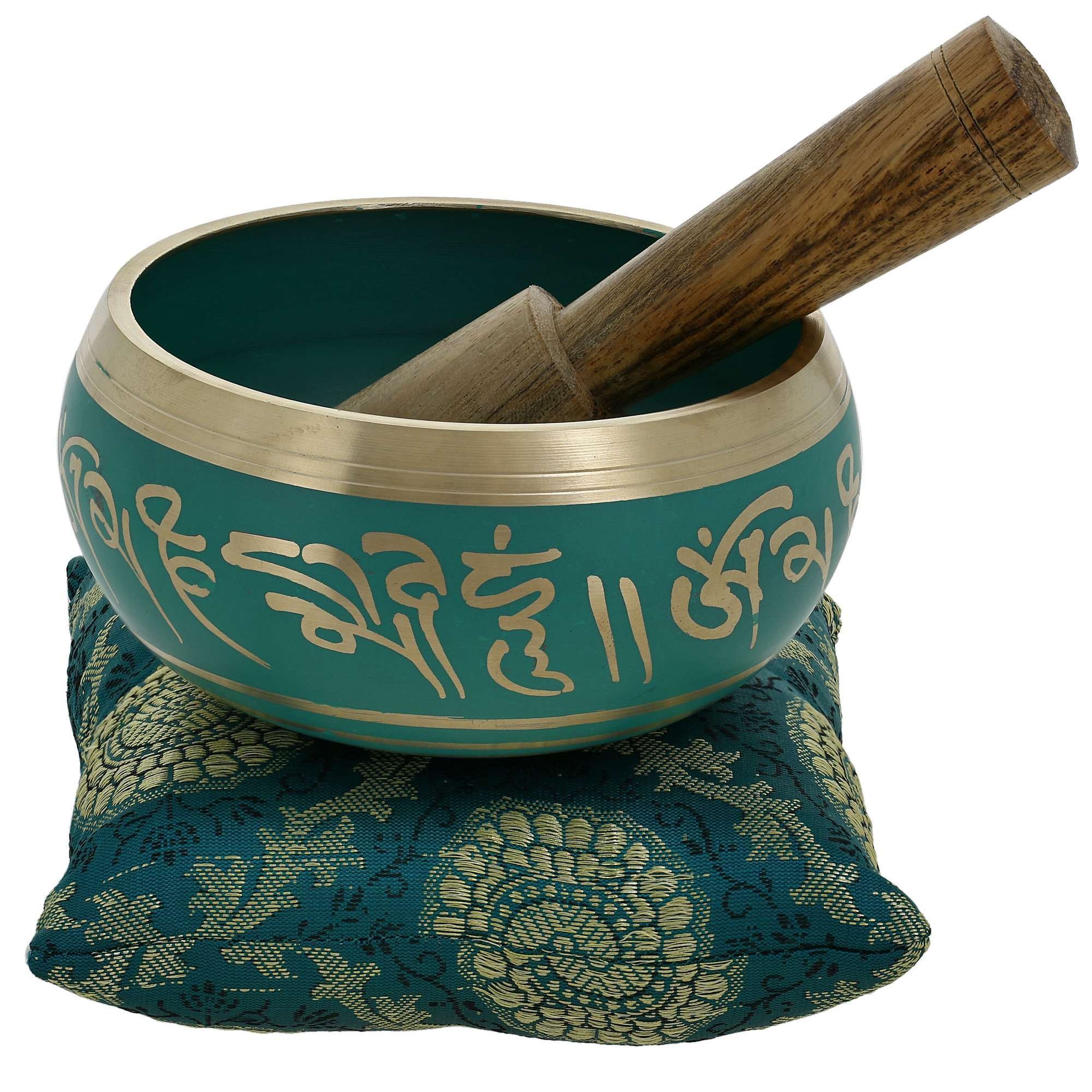 Meditation Singing Bowl Buddhist Art Green Tibetan Décor 4 Inch
