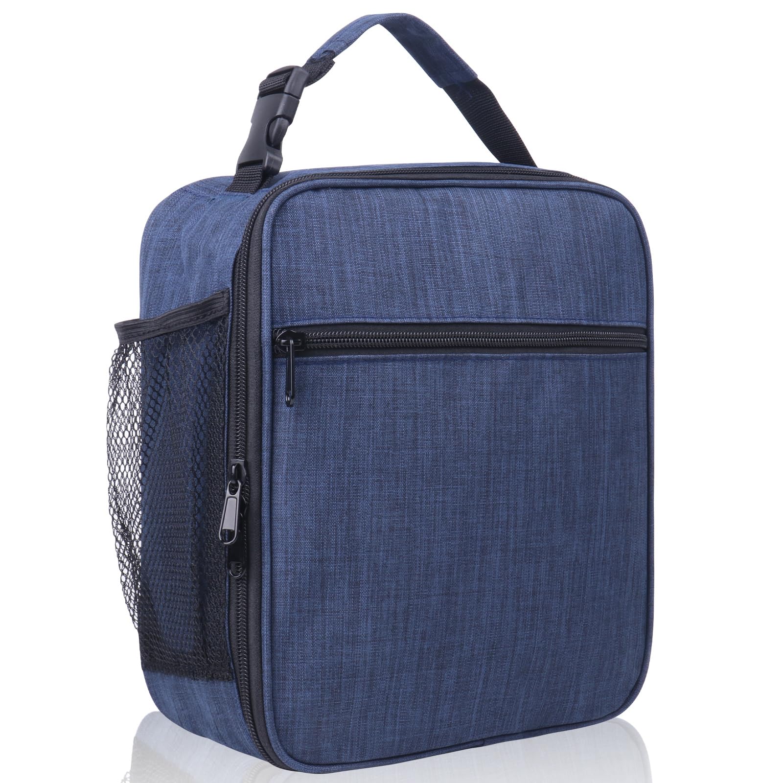 TIECHI Insulated Lunch Bag with Side Mesh Pocket, Thermal Lunch Bag for Men Adults, Water-Resistant Leakproof Cool Bag for Work/School/Picnic/Outdoor(Blue)