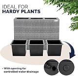 CASARIA Large Tall Rattan Flower Pot Planter 3 Inner Pots Grey 83x30.5x60 cm view 5