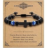 Alissl Cross Bracelets for Boys Teen Boy Gifts, Adjustable Tiger Eye Beads Bracelet Christmas Christian Baptism Birthday Jewelry Gifts for Son Grandson Teens Kids