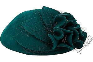 Z&X Vintage 1920s Wool Felt Flower Fascinator Pillbox Hat British Wedding Church Derby Hats for Women Winter Fedoras