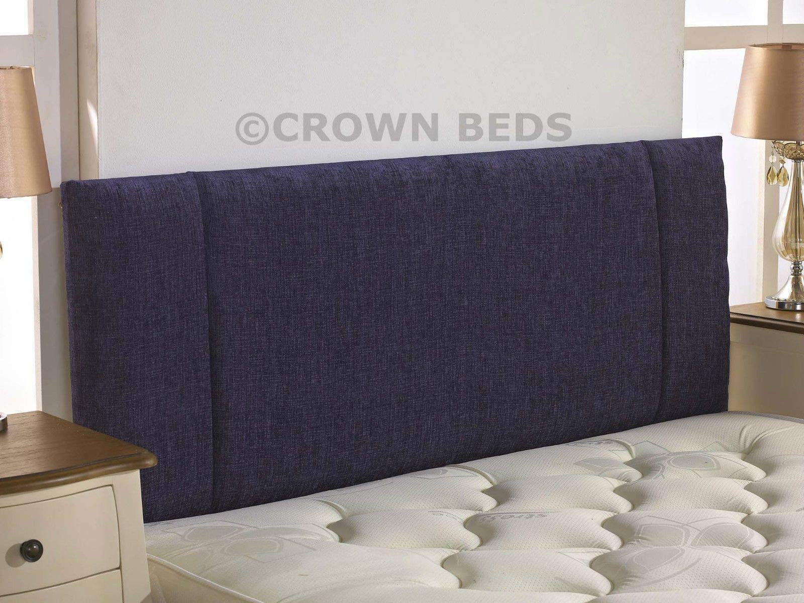 CROWNBEDSUK QUALITY PORTOBELLO CHENILLE HEADBOARD 2ft6,3ft,4ft,4ft6,5ft,6ft (2FT6 SMALL SINGLE, Purple)