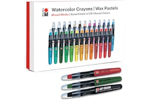 Marabu Watercolor Crayons Set - 26 Buttery Smooth Art Crayons - Ignite Your Imagination with Vivid, Water Soluble Crayons for Mixed Media Journals & Watercolor Paper