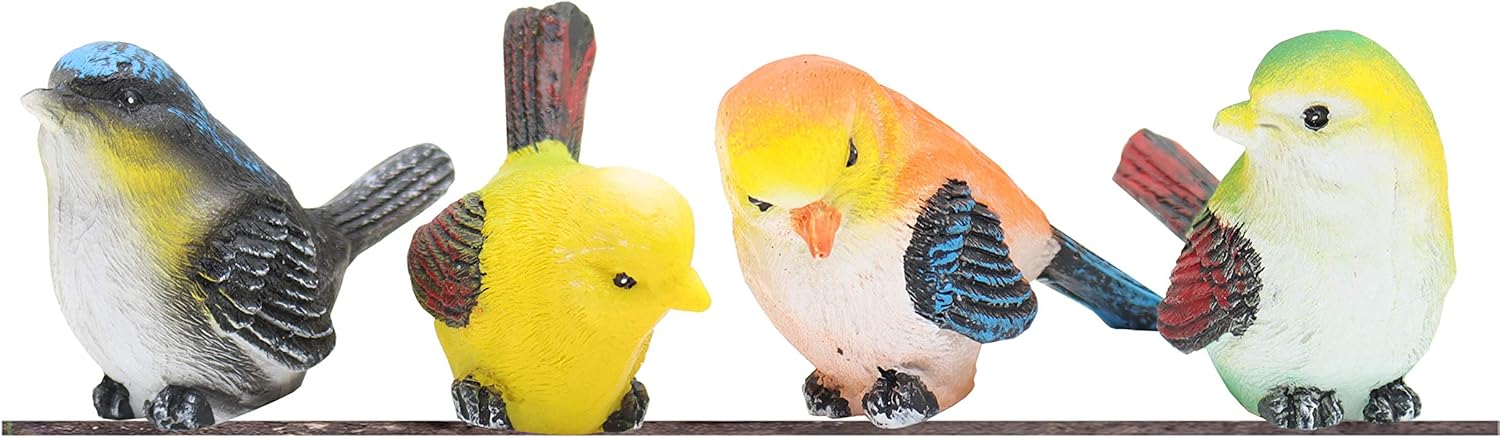 4 Pcs Bird Miniature Figurines Mini Animals Resin Bird Figurines Fairy Garden Miniature Moss Landscape DIY Terrarium Crafts Ornament Accessories for Home Décor