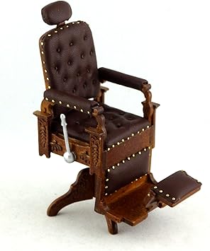 puppenhaus feine miniatur mobel viktorianisch holz braunes leder friseur stuhl amazon de spielzeug