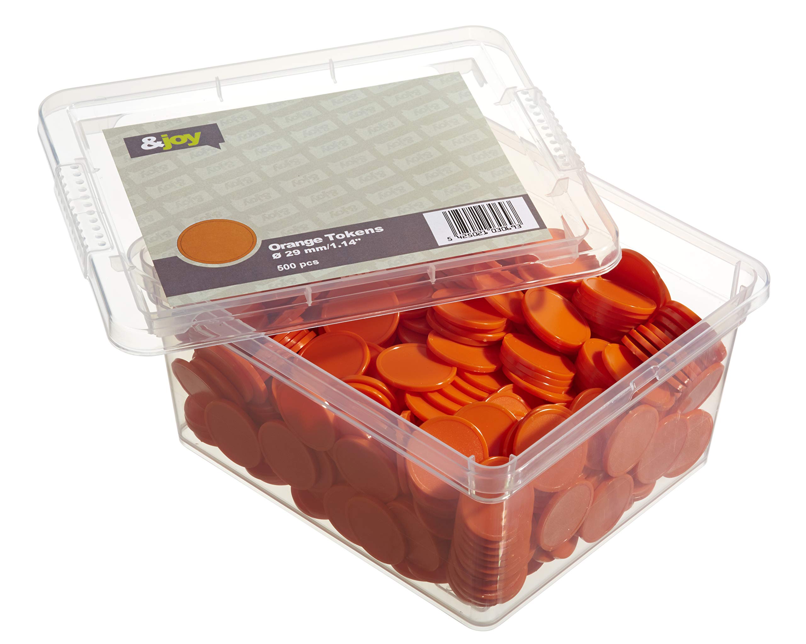 En-Joy Event Tokens - 500 Blank Orange Plastic Tokens - 29 mm - Adults