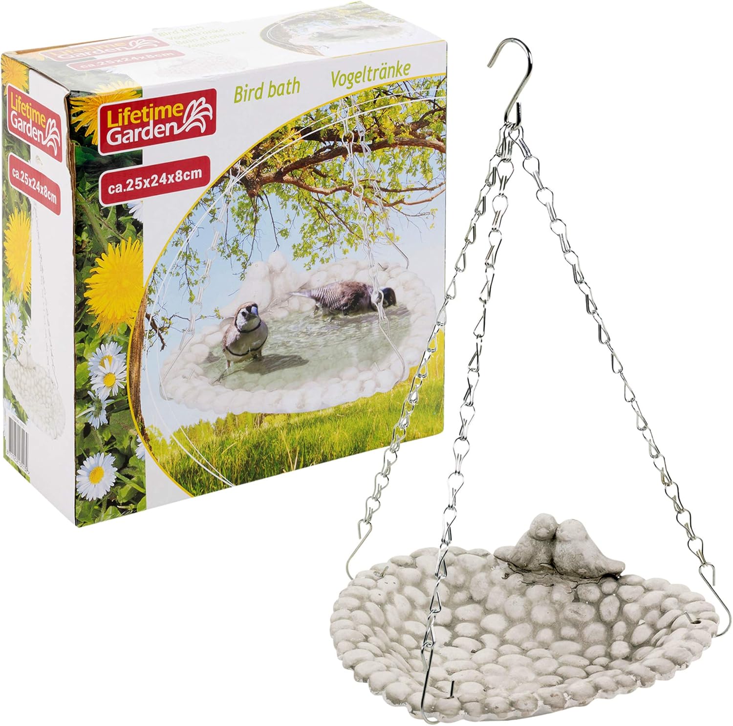 URBNLIVING Ceramic White Bird Baths Hung or Placed Garden Ornaments