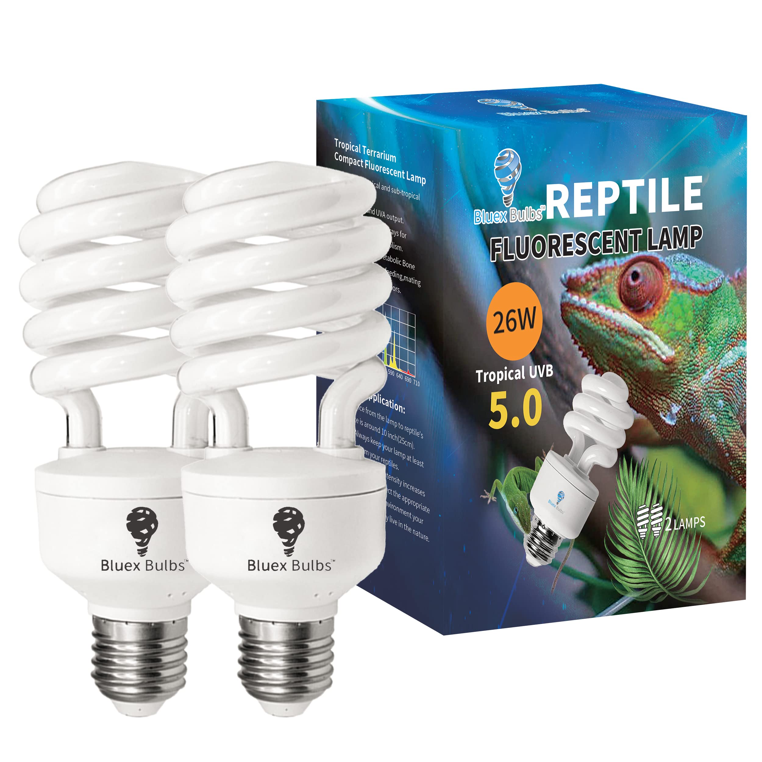 2 Pack 23-Watt Reptile Bulb Tropical UVA UVB Light