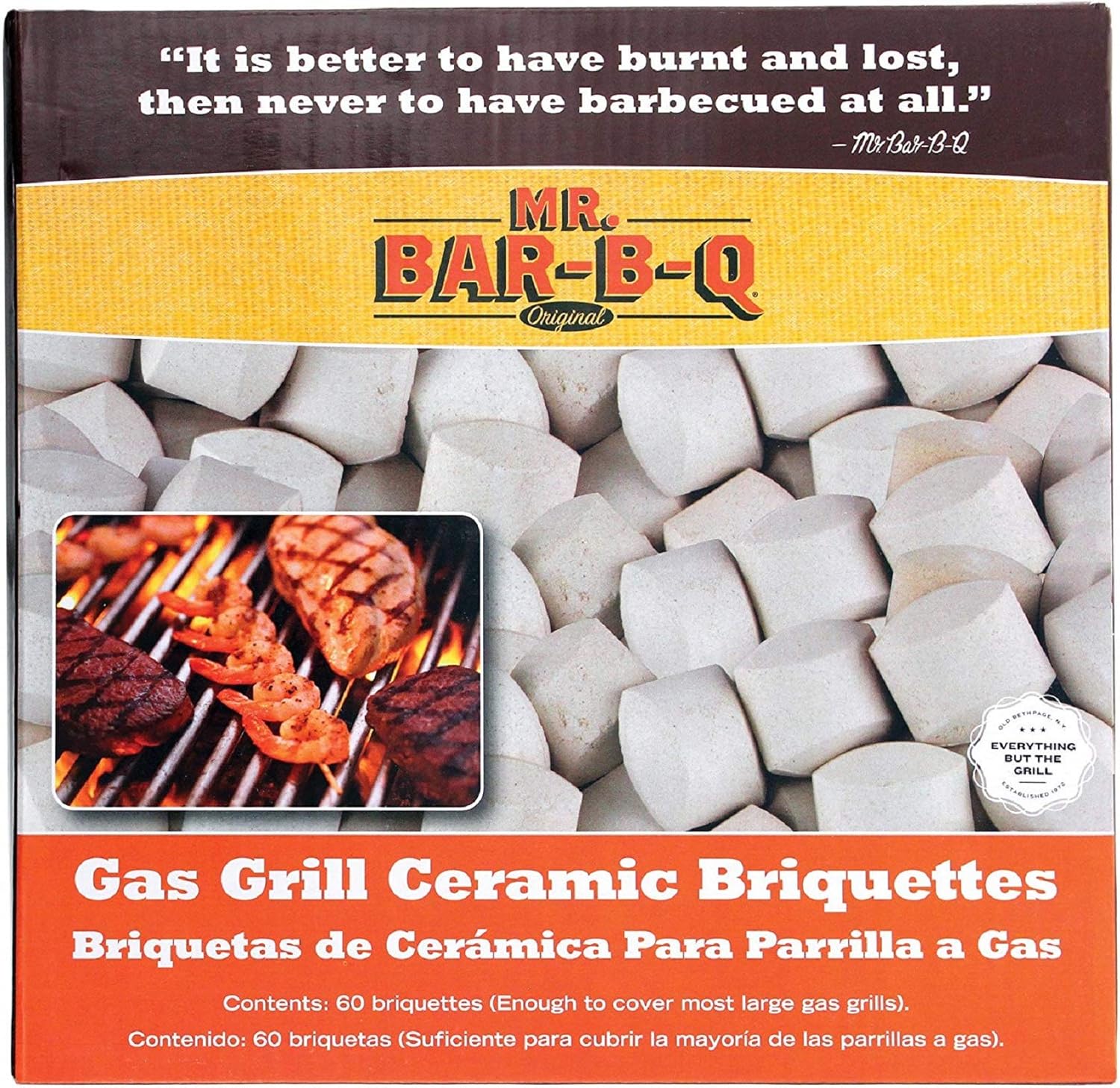 Mr. Bar-B-Q 06000Y Ceramic Gas Grill Self Cleaning Briquettes, Replacement for Lava Rocks, Cleaner Cooking, Gas Grill Briquettes for BBQ Grill, EMW8015680, 60 Count : Grill Parts : Garden & Outdoor