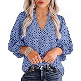 Avanova Women Leopard Print Ruffle V Neck Top 3/4 Long Sleeves Work Business Blouses Shirt