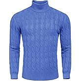 COOFANDY Men's Slim Fit Turtleneck Sweater Casual Twisted Knitted Pullover Sweaters