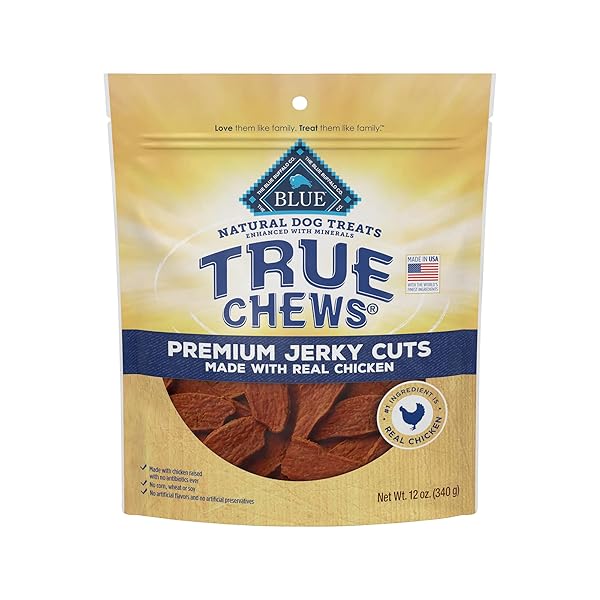 BLUE BUFFALO TRUE CHEWS PREMIUM JERKY CUTS DOG TREATS, MADE IN THE USA WITH NATURAL INGREDIENTS, CHICKEN, 12-OZ BAG