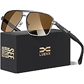 LUENX Aviator Sunglasses for Men Retro Square Polarized Polygon Shades UV 400 Protection