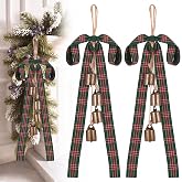 Thiccywoov 2set /4pcs Green Red Christmas Bells with Tartan Plaid Bow | 18.5