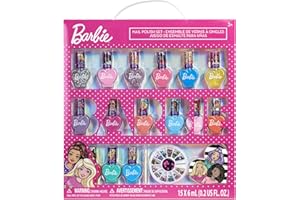 Barbie - Townley Girl Non-Toxic Peel-Off Quick Dry Nail Polish Activity Makeup Set for Girls, Ages 3+ includes 15 PK Nail Pol