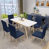 MAXIJIN Navy Blue Jacquard Stretch Dining Chair Slipcovers 6 Sets view 2