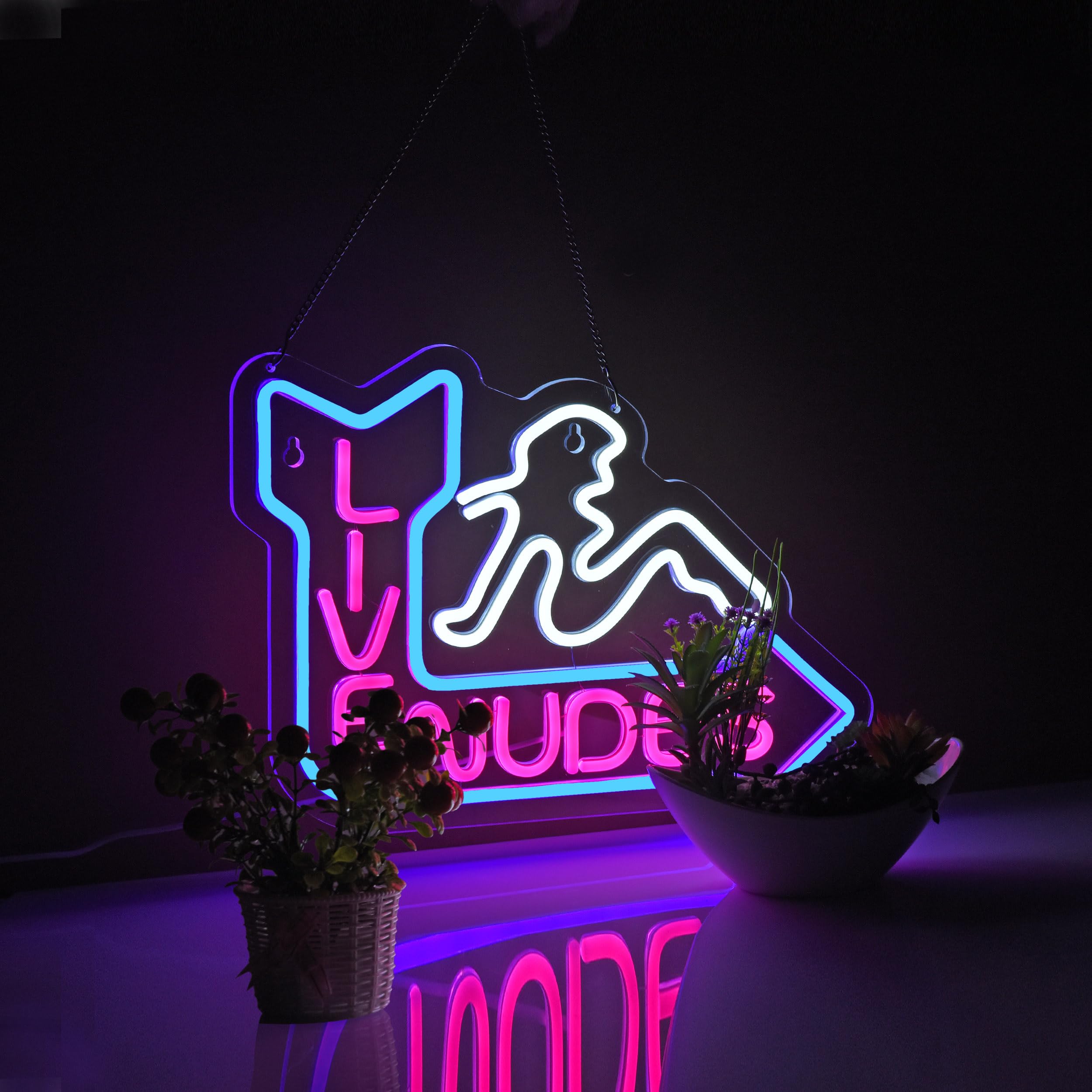 Photo 1 of Roouneon Live Neon Sign for Wall Décor Girls LED Batchroom Changing Room Restroom Neon Signs with Dimmer Light Decor