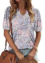 KISSMODA Women's Tunic Tops Casual V Neck Short