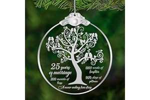 AVQOHE 25 Year Wedding Ornament Gift for 25th Anniversary, 25th Anniversary Wedding Ornament, 25 Years As Mr. & Mrs. Christmas Glass Ornament Gift for Couple Husband Wife Married Parents Friends 3"