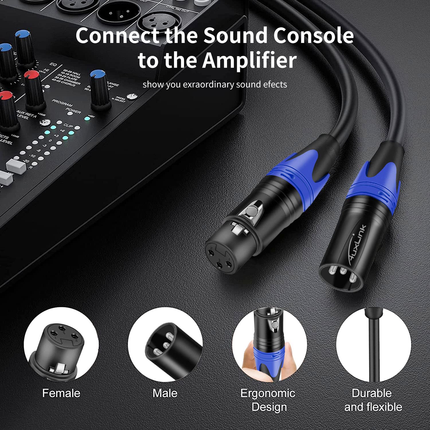 XLR Cables, Microphone Cables 3ft 2 Pack, Heavy Duty Balanced XLR Speaker Cable Male to Female Suitable for Microphones, Speaker Systems, Radio Station, Stage Lighting and More-3 Feet