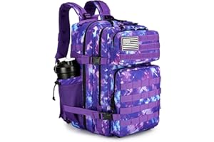 Lovelinks21 45L Tactical Assault Backpack 3 day assault pack with Molle Waterproof backpack Rucksack for Tactical Backpacks (Purple Camo)