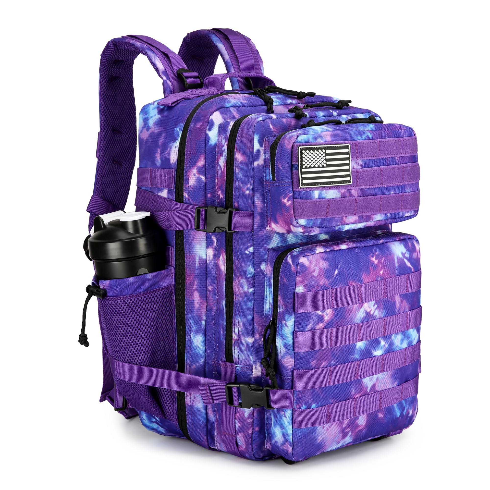 TianYaOutDoor 45L Tactical Assault Backpack 3 day assault pack with Molle Waterproof backpack Rucksack for Tactical Backpacks, Purple Camo, Standard, Backpack