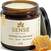 Sense Wellness Tallow Balm with Manuka Honey & Jojoba – Grass-Fed Beef Tallow for Face & Body – Non-Greasy Daily Moisturizer for Dry, Sensitive Skin – Unscented, Veteran Owned (4oz)