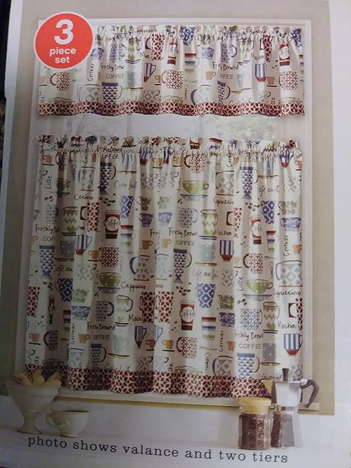 Amazon Com Coffee Design Curtains 3 Pc Set Kitchen Tiers