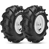 13x5.00-6" Tiller Tire and Wheel, 3/4" Axle Size 13x5.00-6 Tiller Tires Compatible with Troy-Bilt, Craftsman, Garden Tractor, Trencher, Tillers Replacement Tire, 3-1/8" Centered Hub, 2 Pack