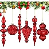 Colingmill Vintage Red Christmas Mercury Glass Ornament Set 7.87 Inch Glass Finial Ornaments 3.15 Inch Hanging Balls for Christmas Tree Decorations Xmas Holiday Decor