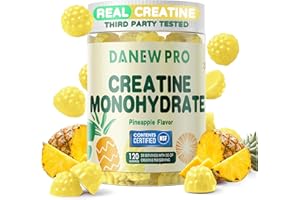 DANEW Pro Creatine Monohydrate Gummies for Men & Women, Creatine Monohydrate for Muscle Strength, Muscle Builder, Energy Boost, Pre-Workout Supplement(120 Count)-Pineapple Flavor.