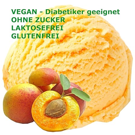 1 Kg Pfirsich Geschmack Eispulver VEGAN - OHNE ZUCKER - LAKTOSEFREI - GLUTENFREI - FETTARM, auch für Diabetiker Milcheis Soft