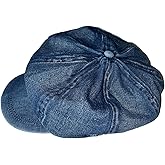 Men's Women's Oversized Denim 8 Panel Newsboy Gatsby Hat Paperboy Painter Beret Cap with Elastic Back