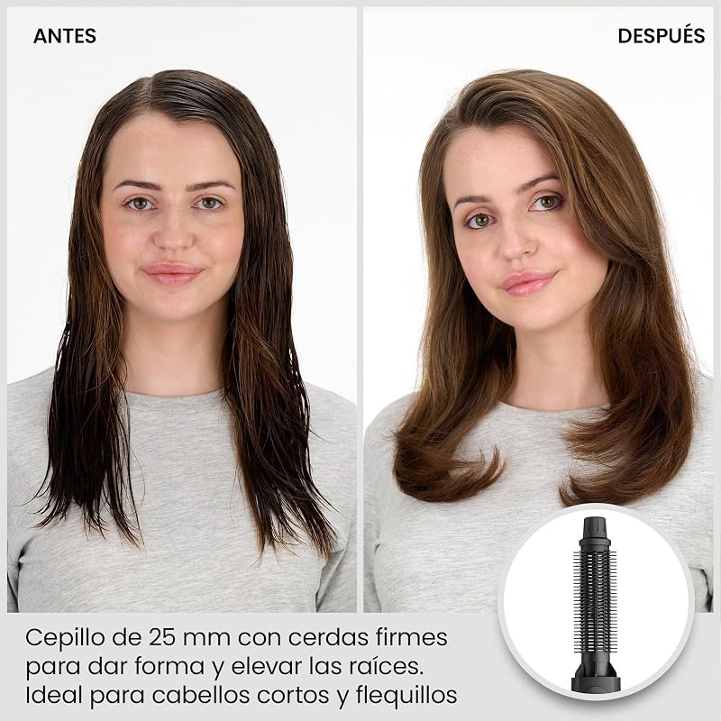 Escova de ar BaByliss Smooth Finish 1200 com 4 acessórios, para adicionar volume, modelação e suavização, 3 configurações de temperatura, tecnologia iônica, AS122E.