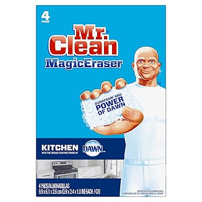 Mr. Clean Magic Eraser Kitchen, Cleaning Pads with Durafoam, 4 count (Packaging May Vary)