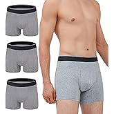 AIRCUTE Washable Absorbency Urinary Incontinence Underwear for Men Boxer Briefs for Bladder Leaks 60 ML 3 Pack (Large, 3 Gray)