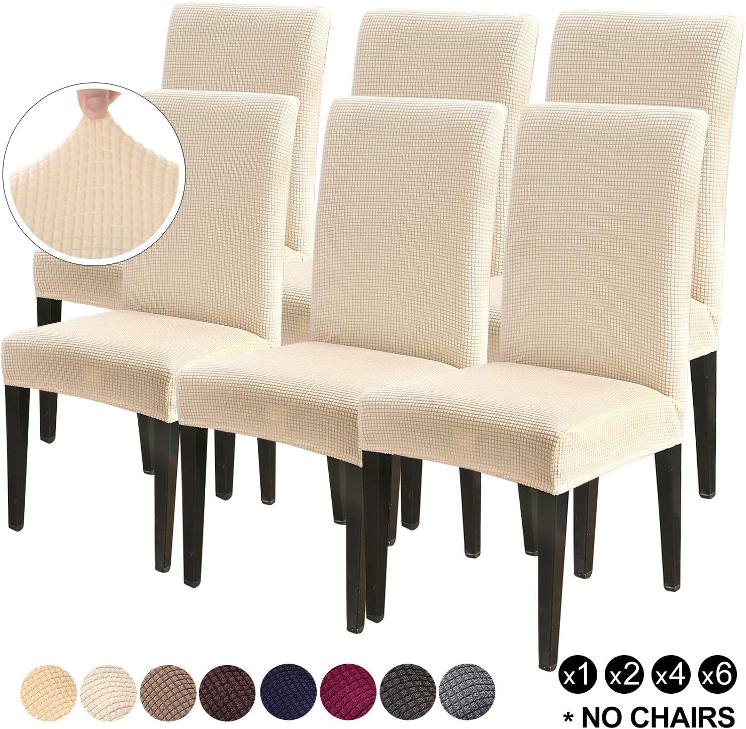 Jacquard Dining Chair Covers Set of 6,Stretch Chair Slipcovers