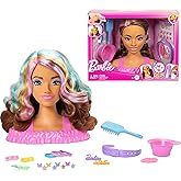 Barbie Doll Styling Head, Dark Brown Hair with 20+ Hair Styling Accessories Including Star & Butterfly Color Change Hair Clip