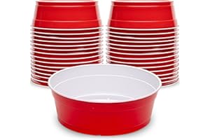 GoBig Red Party Cup Bowls - 30 Large Disposable Plastic Bowls